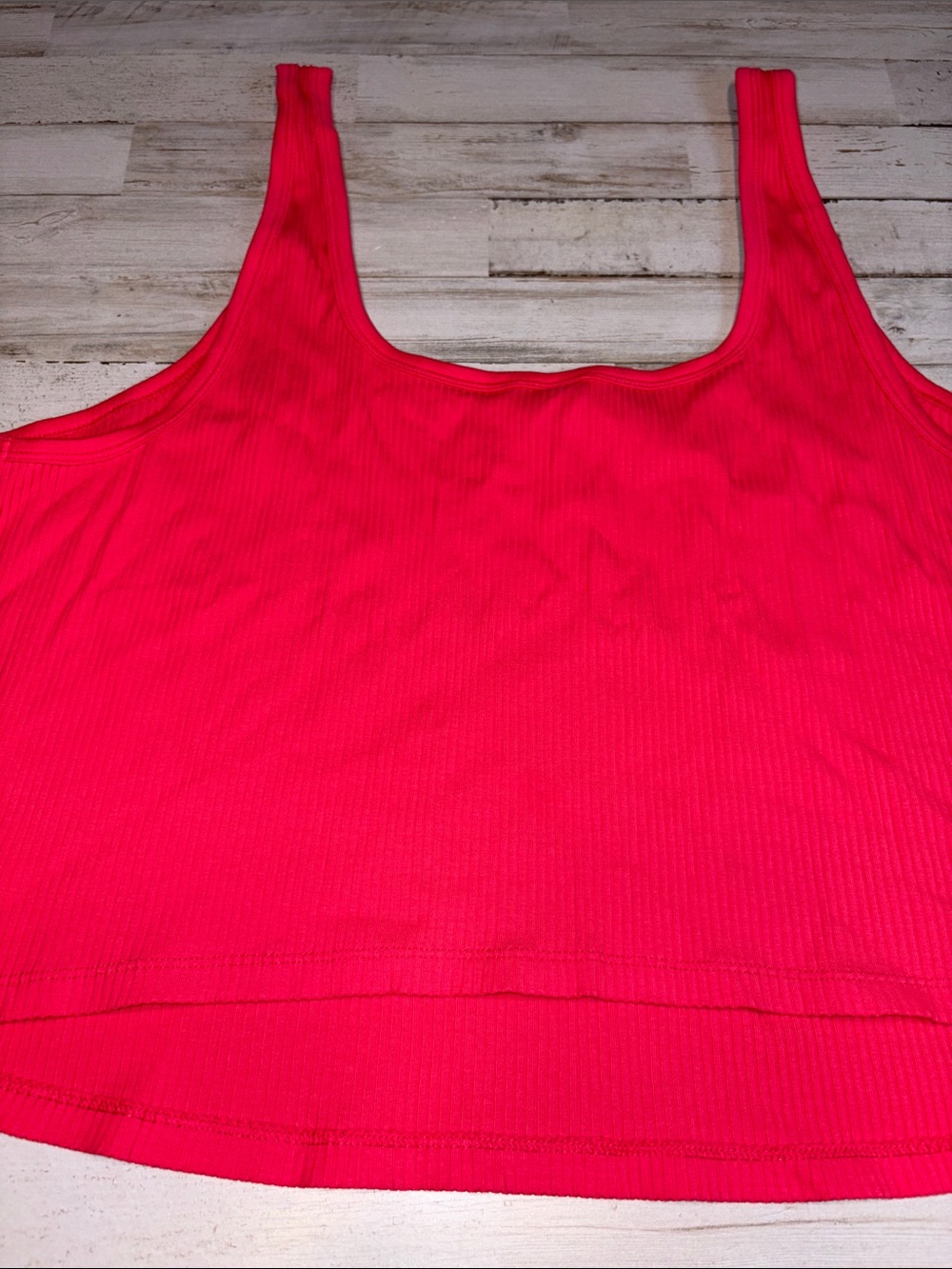 Old Navy Ribbed Cropped Scoop Tank - Bright Pink - Picture 7 of 11